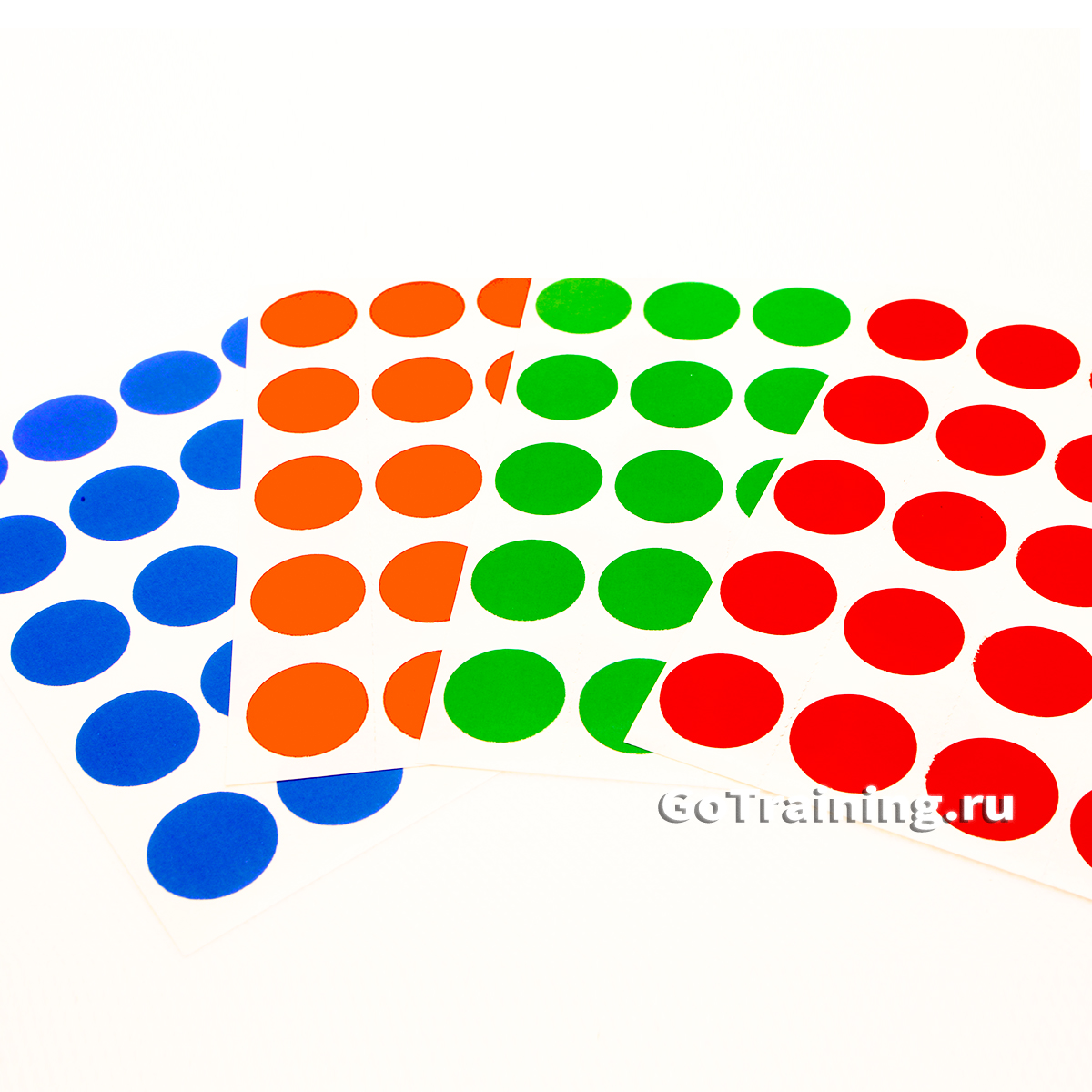 Метки для голосования в наборе (красный, синий, зеленый, оранжевый)